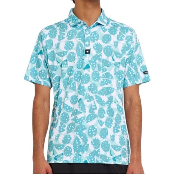 Bad Birdies Bam Bam Golf Polo in Teal Blue Size XL - Picture 1 of 10